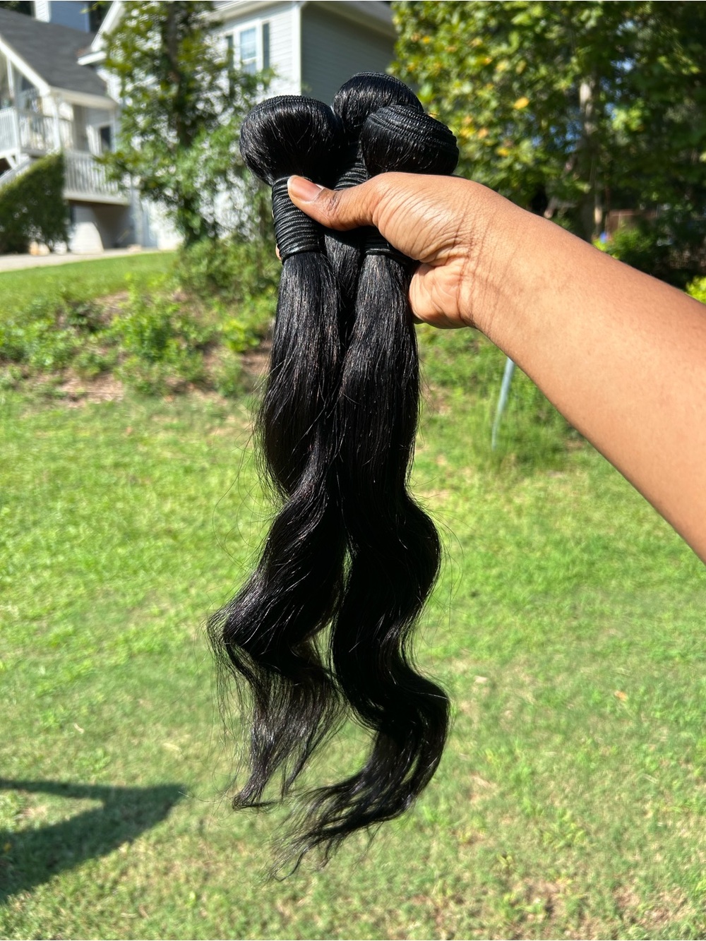 Black Wavy Human Hair Bundles - 16/18/20 inches